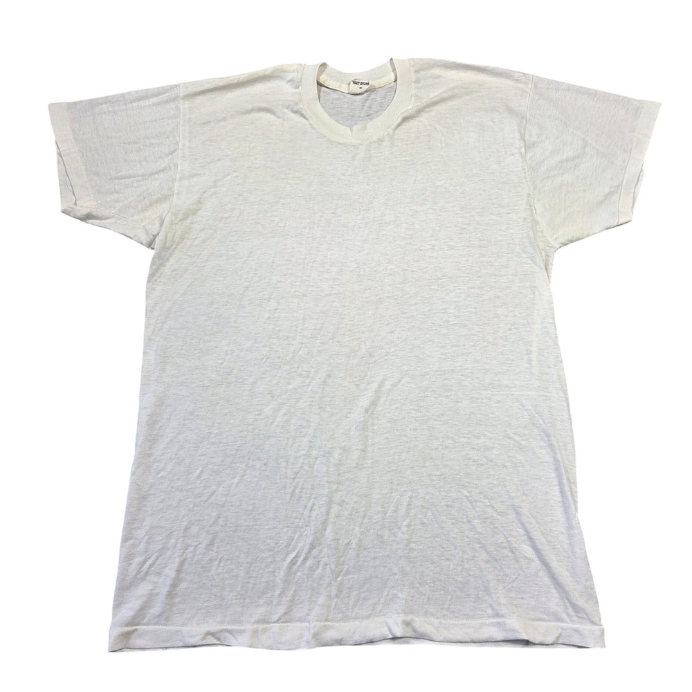 Vintage Kmart White Blank T-Shirt XL 46-48 Single Stitch Paper Thin Tee 70s 80s